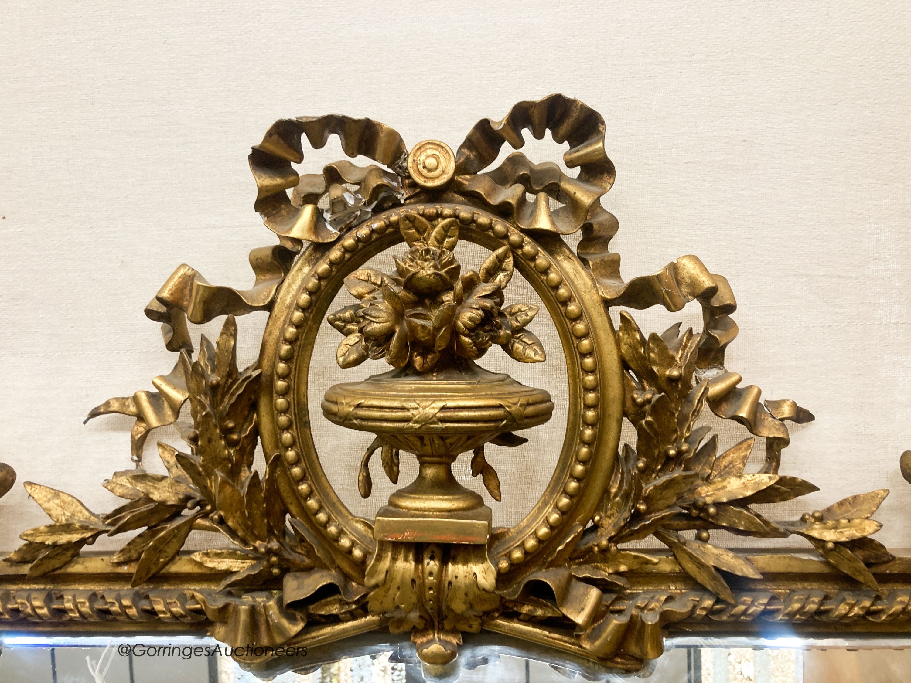 A Napoleon III giltwood and gesso mirror, W.100cm H.150cm